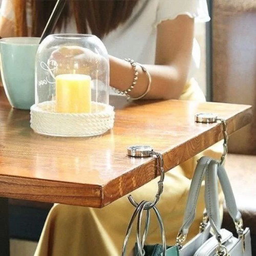 Dekoratif Taşlı Masa Üstü Masa Kenarı Çanta Askısı Çanta Tutucu