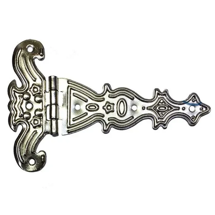 Dekoratif,  Tek Kuyruklu Menteşe - 69x102 mm, Büyük, Nikel, 1 Adet