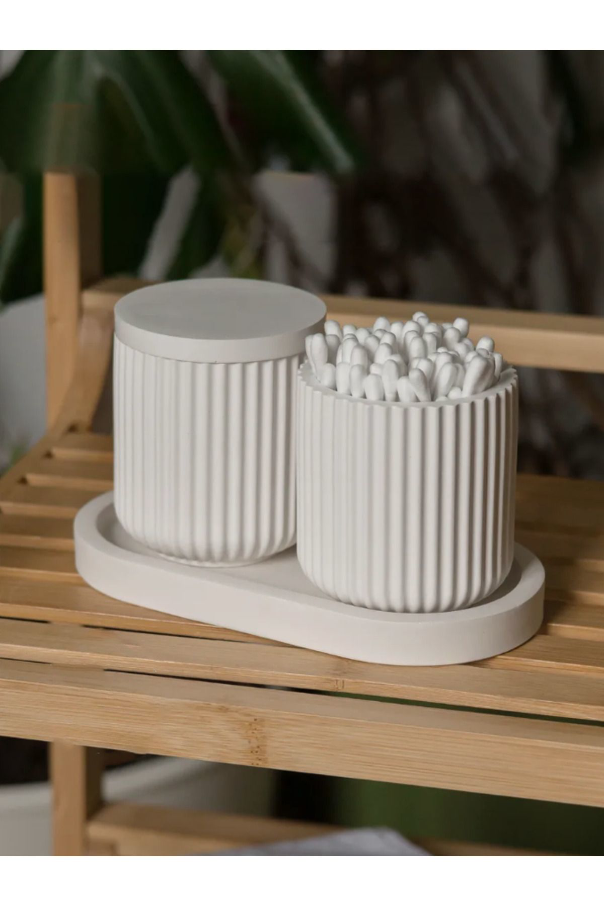 Dekoratif Tepsili Set - 4 Parça Çok Amaçlı Dekoratif Banyo Seti &