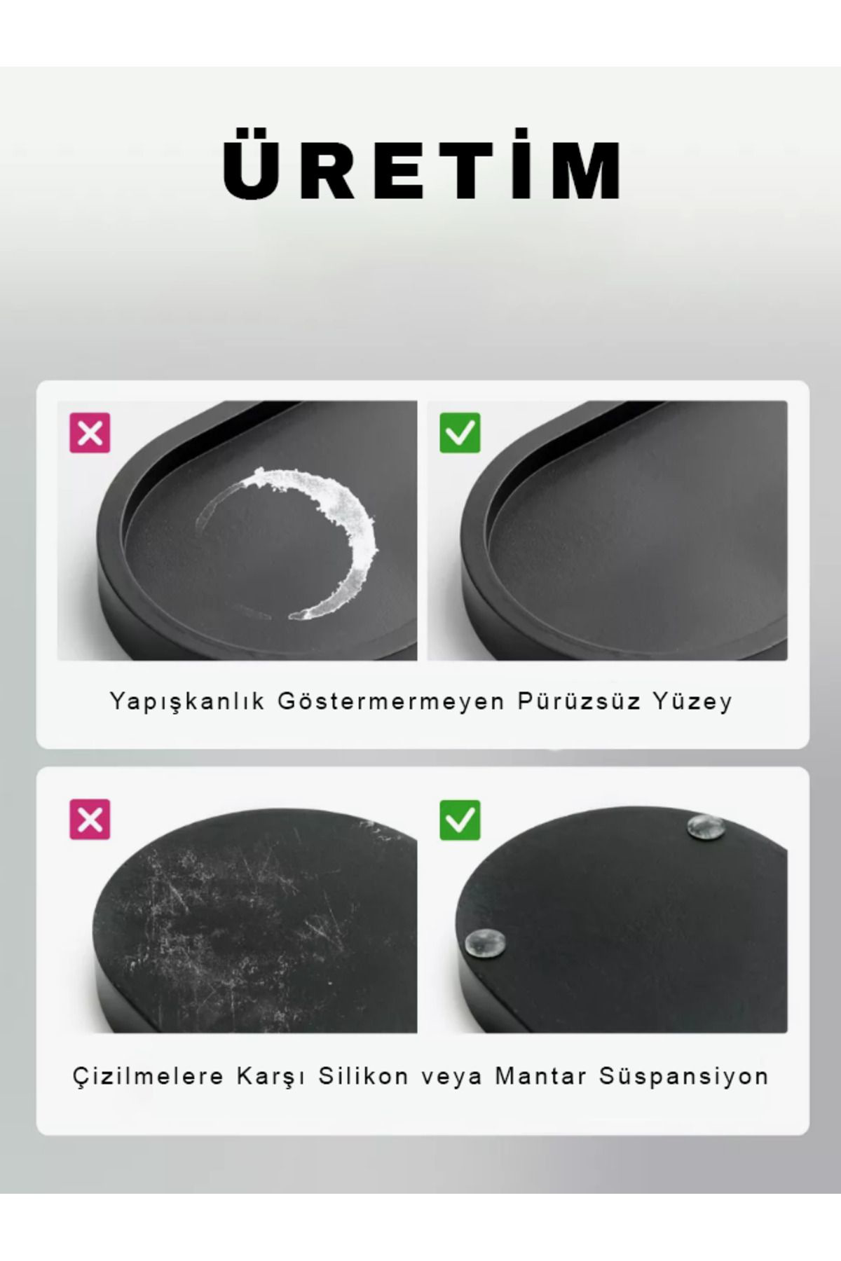 Dekoratif Tepsili Set - 4 Parça Çok Amaçlı Dekoratif Banyo Seti &