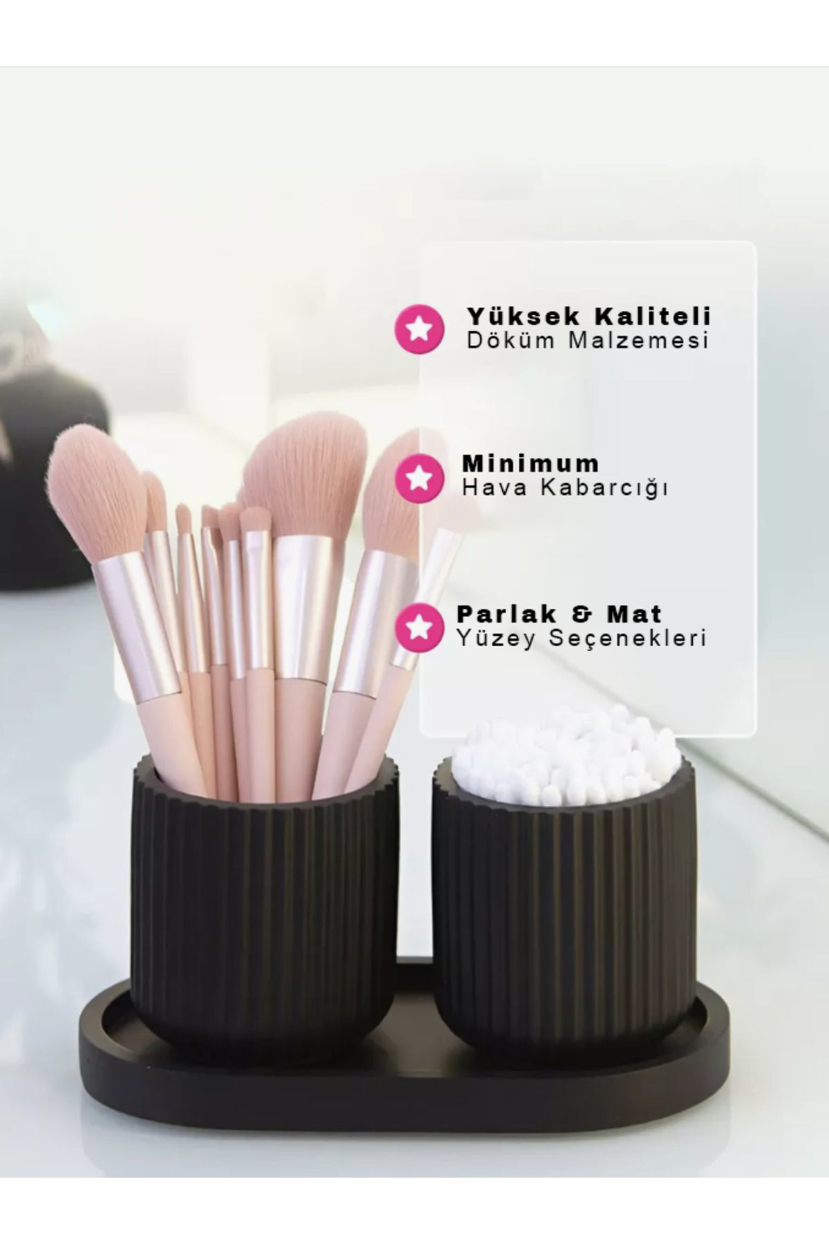 Dekoratif Tepsili Set - 4 Parça Çok Amaçlı Dekoratif Banyo Seti &