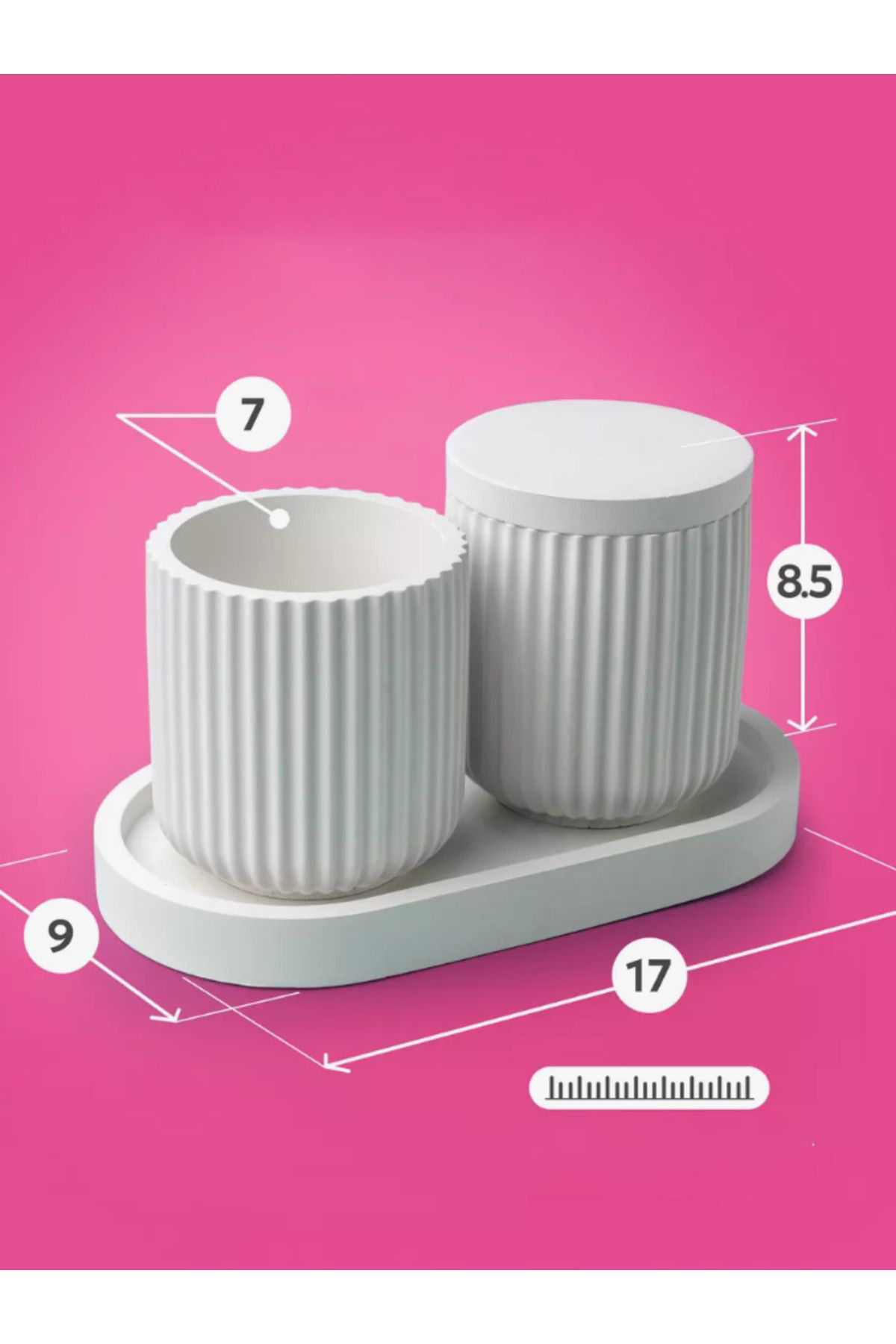 Dekoratif Tepsili Set - 4 Parça Çok Amaçlı Dekoratif Banyo Seti &