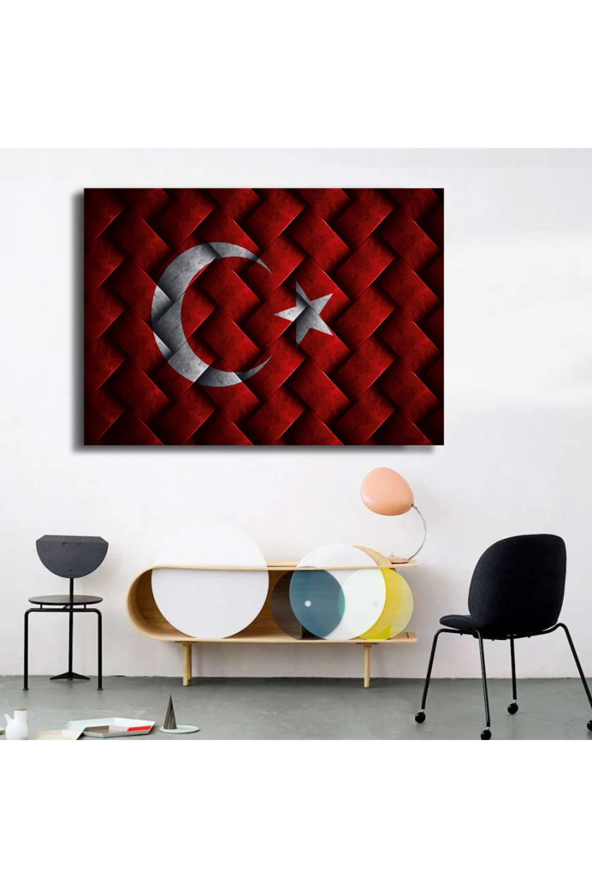 Dekoratif Türk Bayrağı 1 Kanvas Tablo