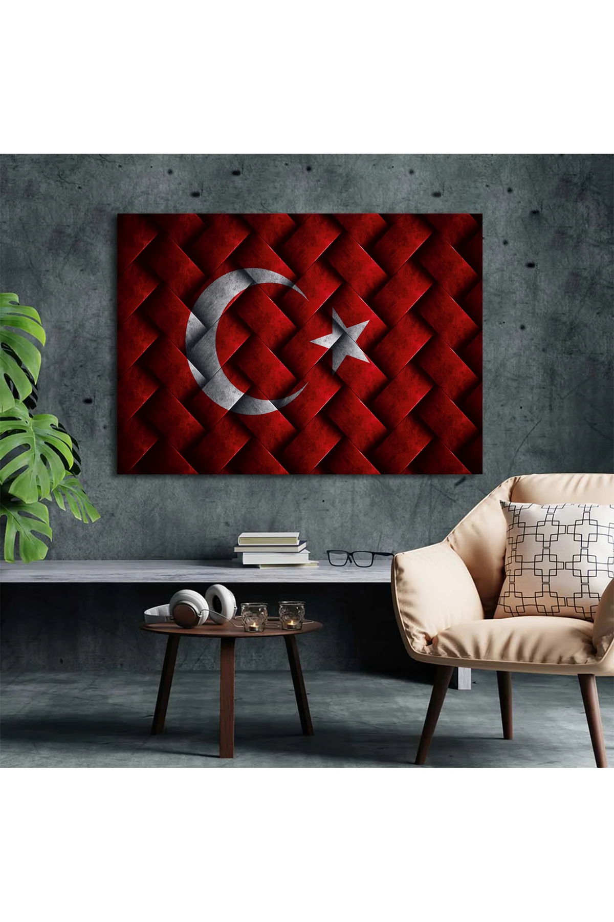 Dekoratif Türk Bayrağı 1 Kanvas Tablo