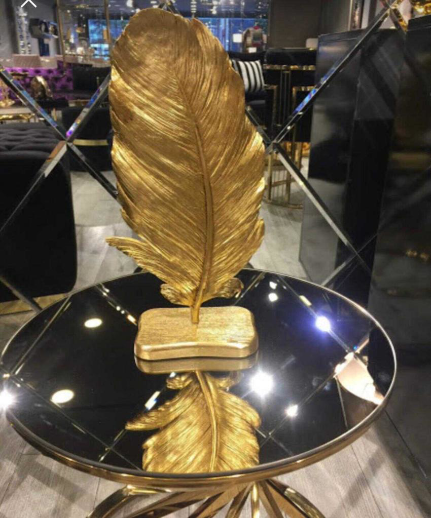 DEKORATİF  TÜY YAPRAK GOLD