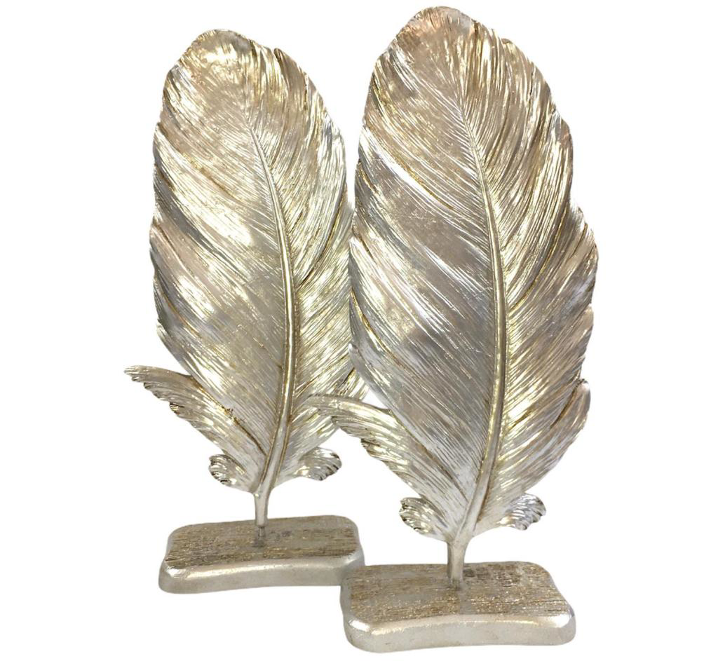 DEKORATİF  TÜY YAPRAK GÜMÜŞ