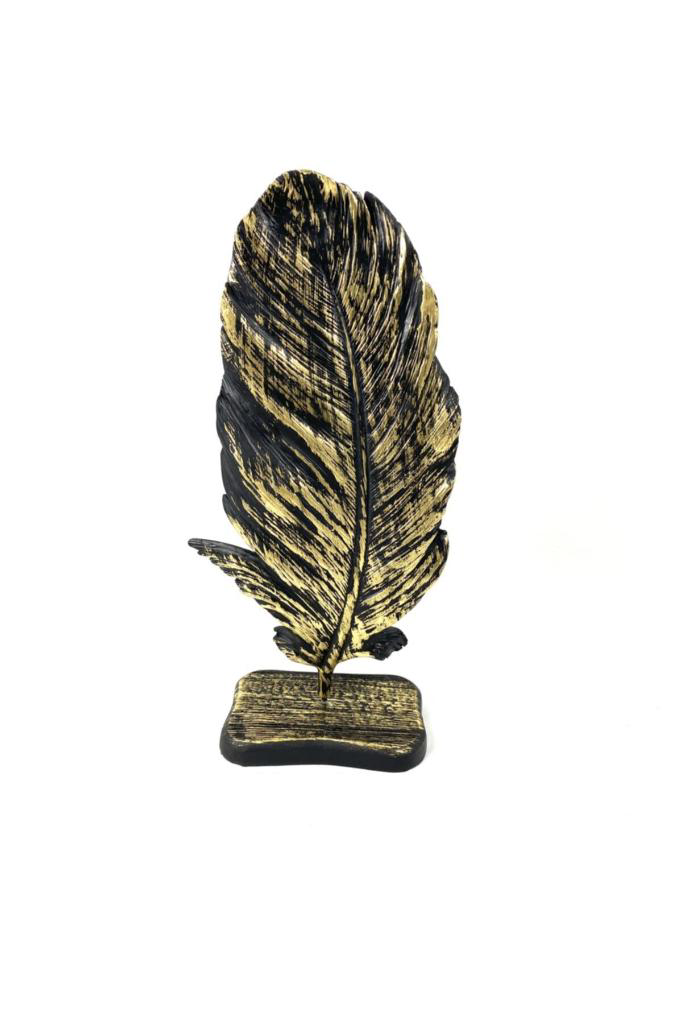 Dekoratif Tüy Yaprak Siyah Gold