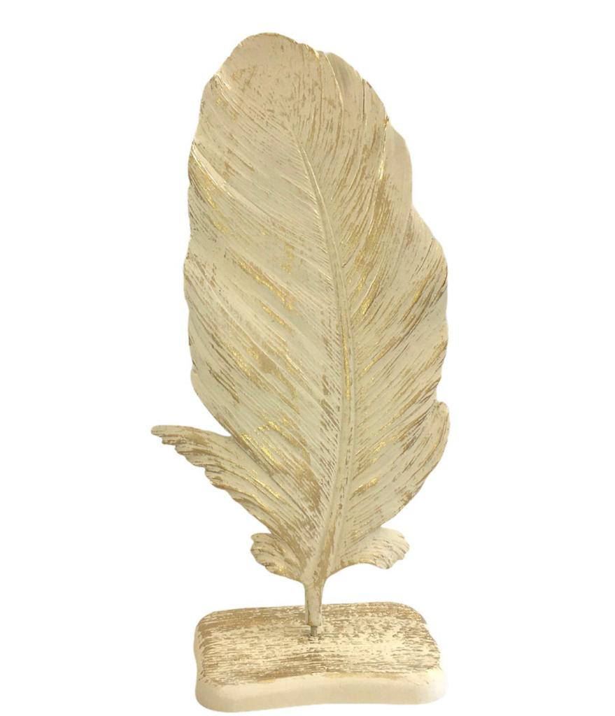 DEKORATİF  TÜY YAPRAK KREM