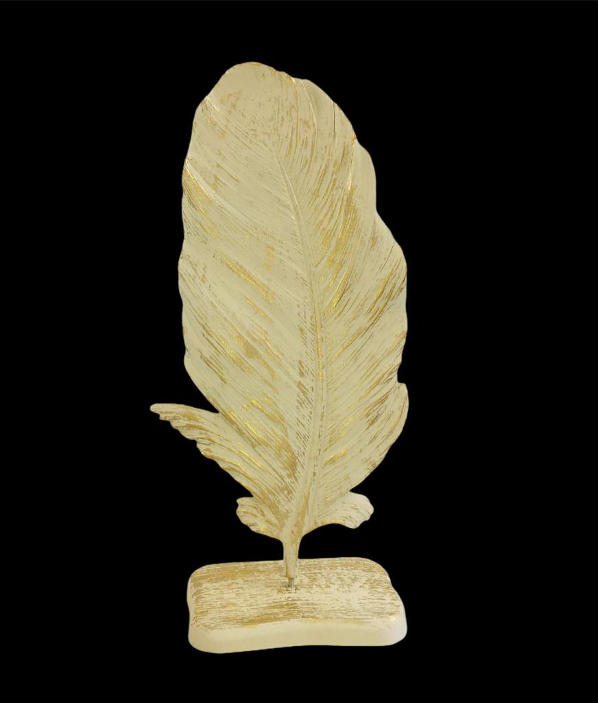 DEKORATİF  TÜY YAPRAK KREM