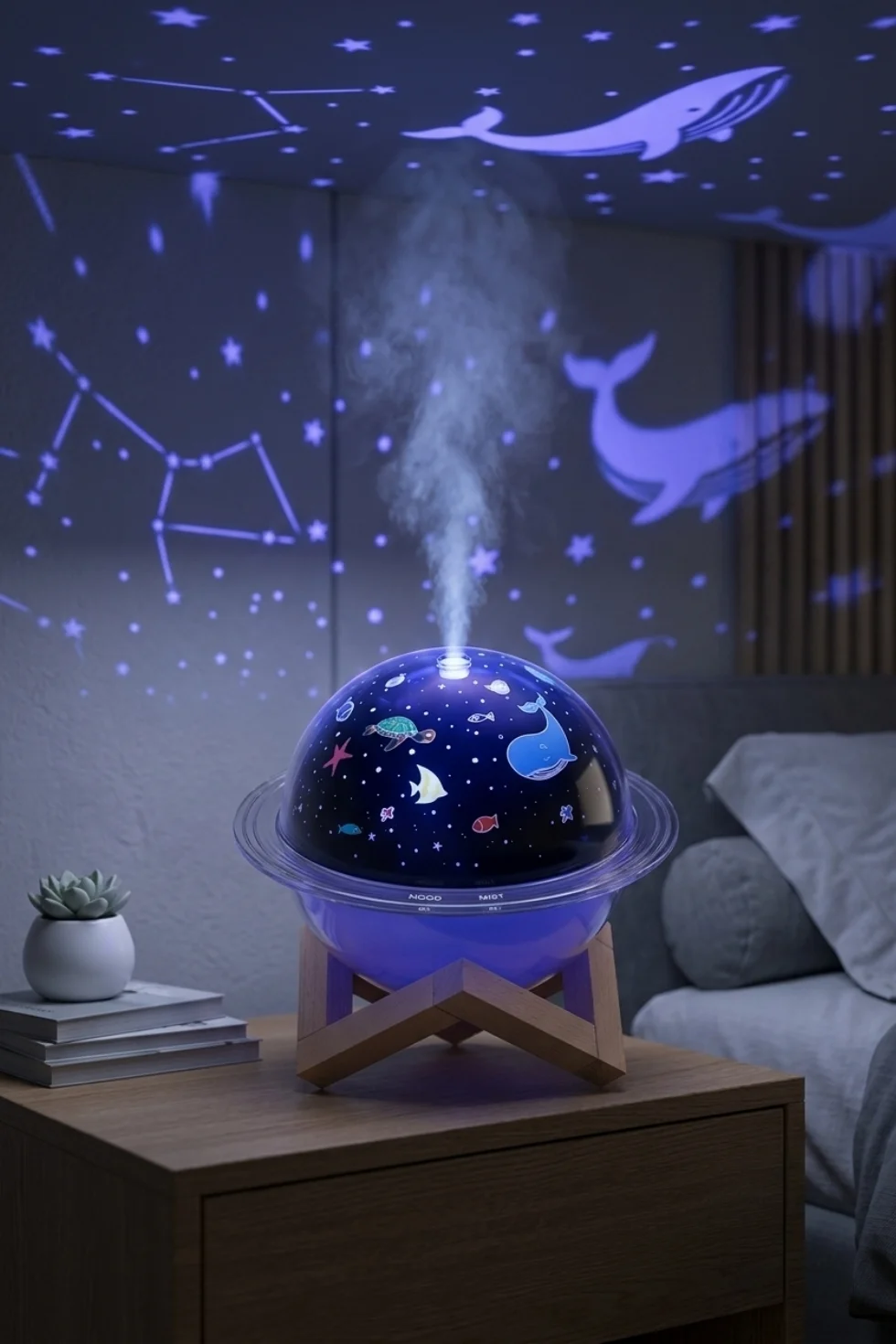 Dekoratif USB Projeksiyon Hava Nemlendirici ve Gece Lambası - Huzur Atmosferi