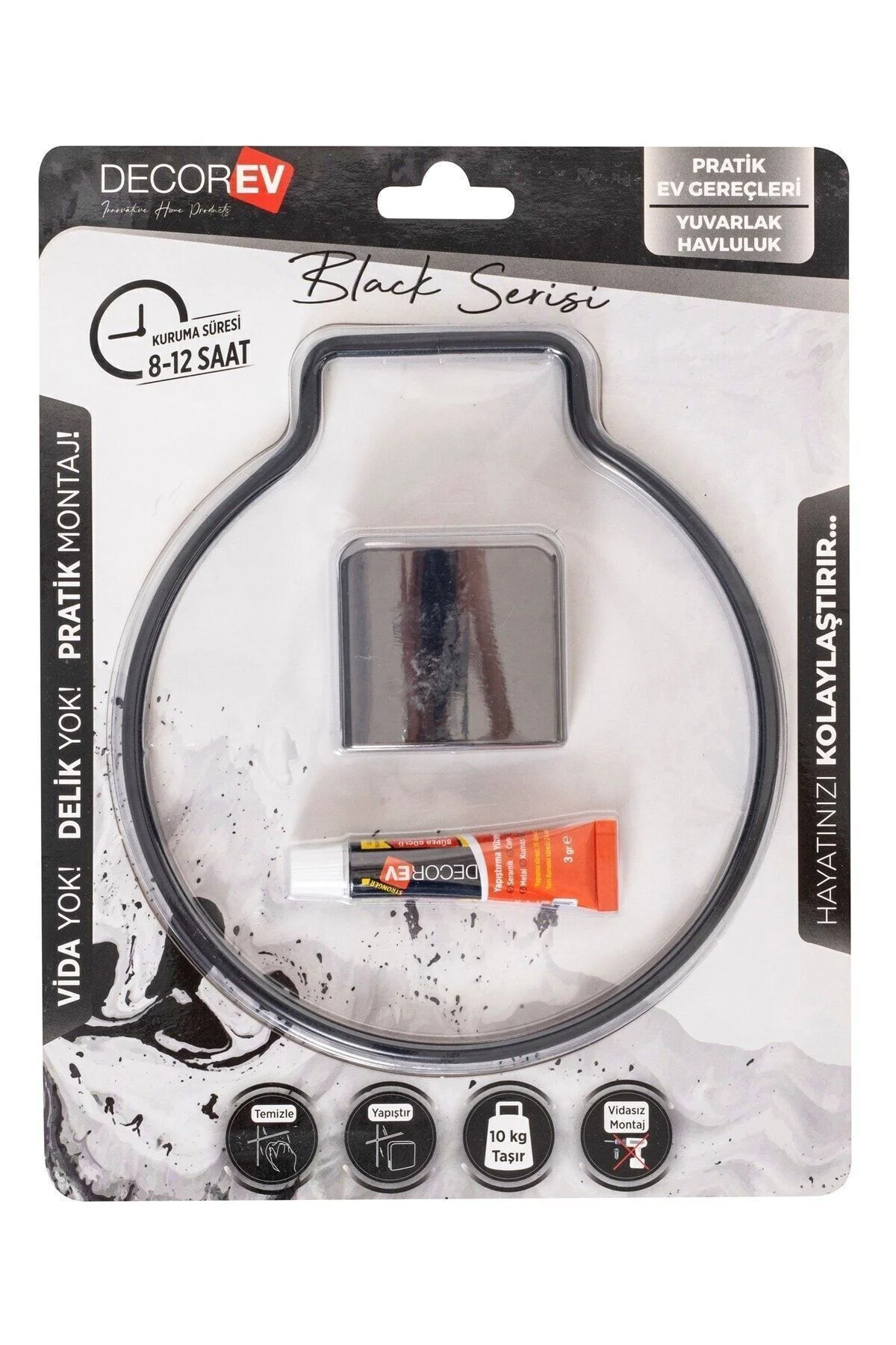 Dekoratif Yapıştırmalı Siyah Metal Havluluk Askı Dc-5059 Fiyatı, Yorumları ve Özellikleri
