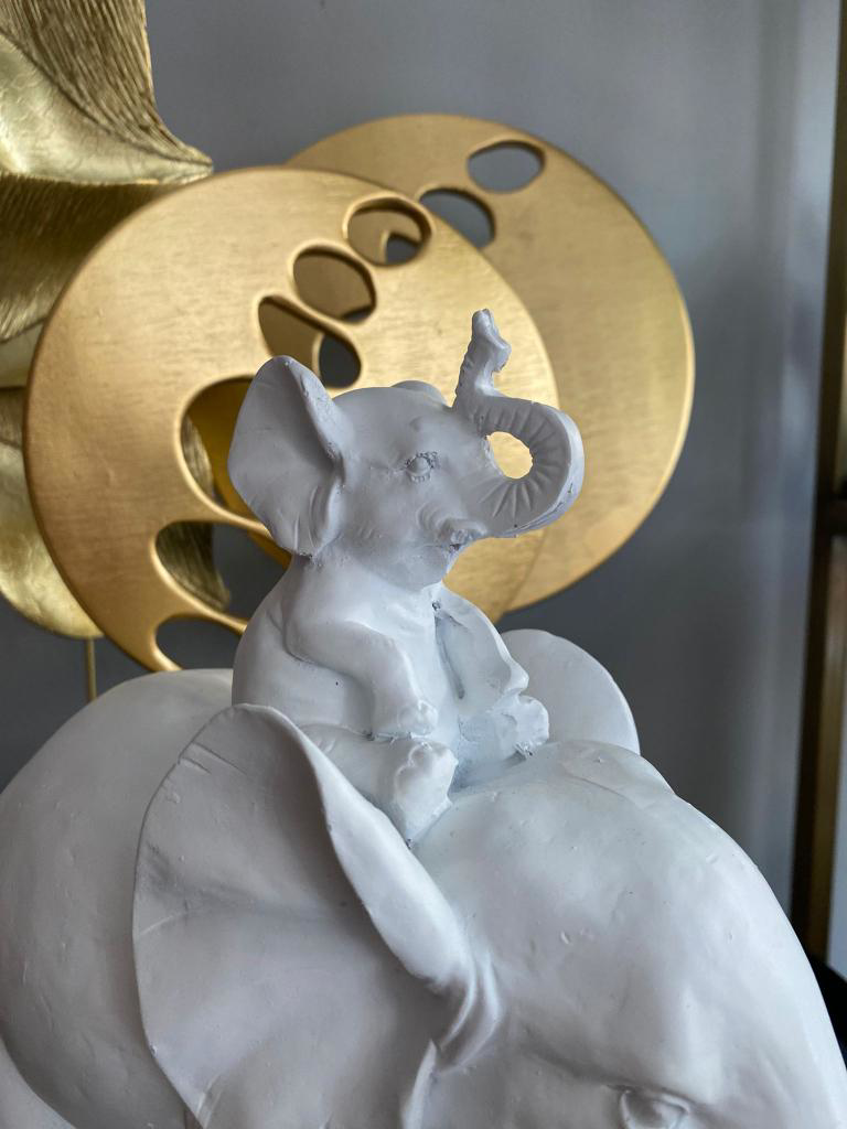 Dekoratif Yavrulu Fil Biblo Fil Heykeli