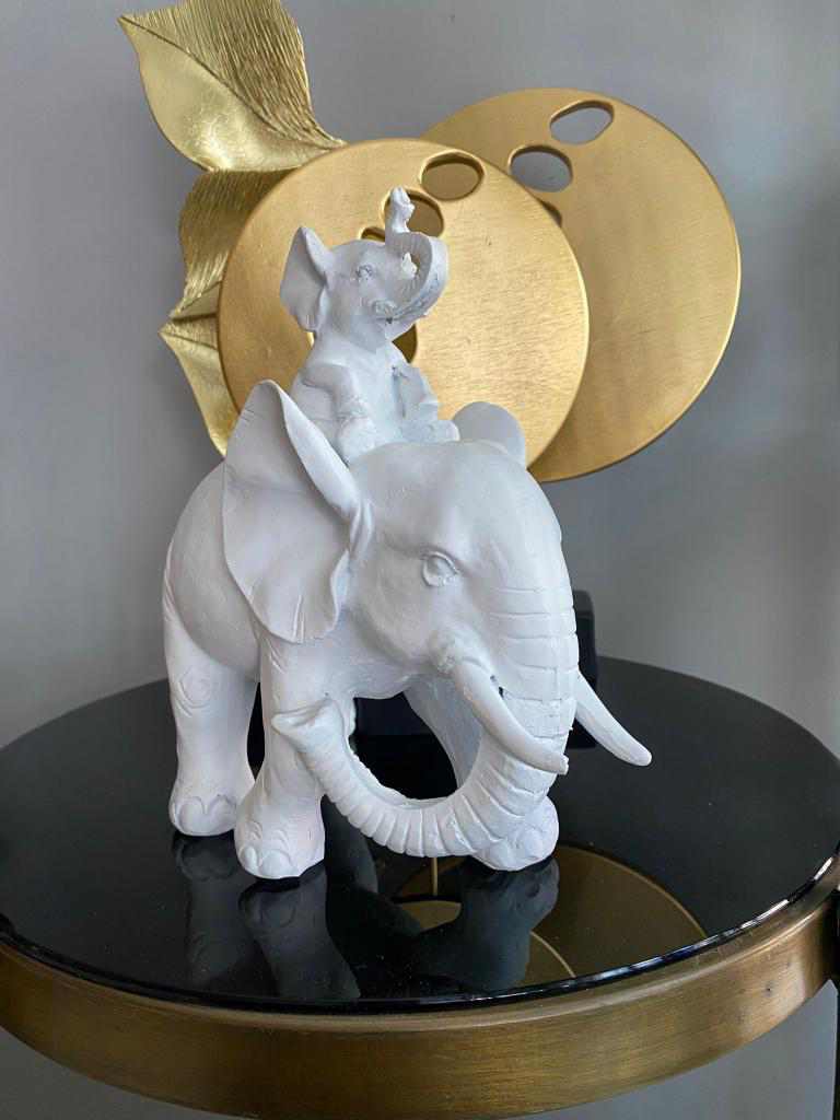 Dekoratif Yavrulu Fil Biblo Fil Heykeli