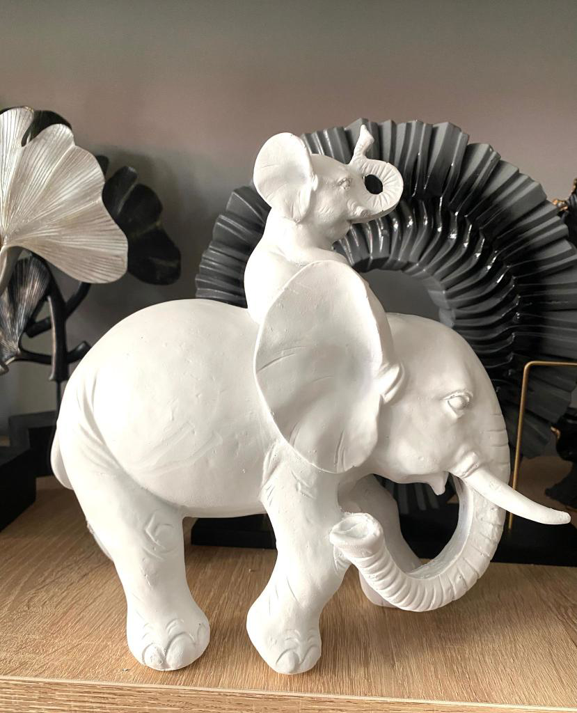 Dekoratif Yavrulu Fil Biblo Fil Heykeli