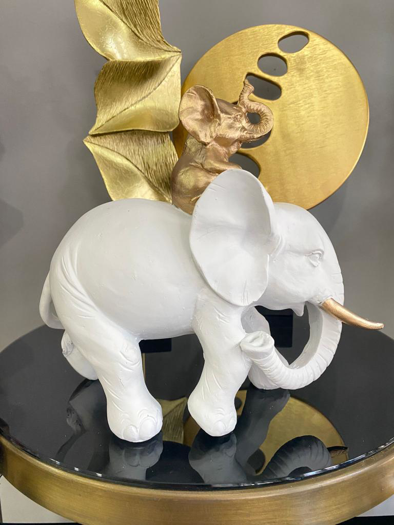 Dekoratif Yavrulu Fil Biblo Fil Heykeli