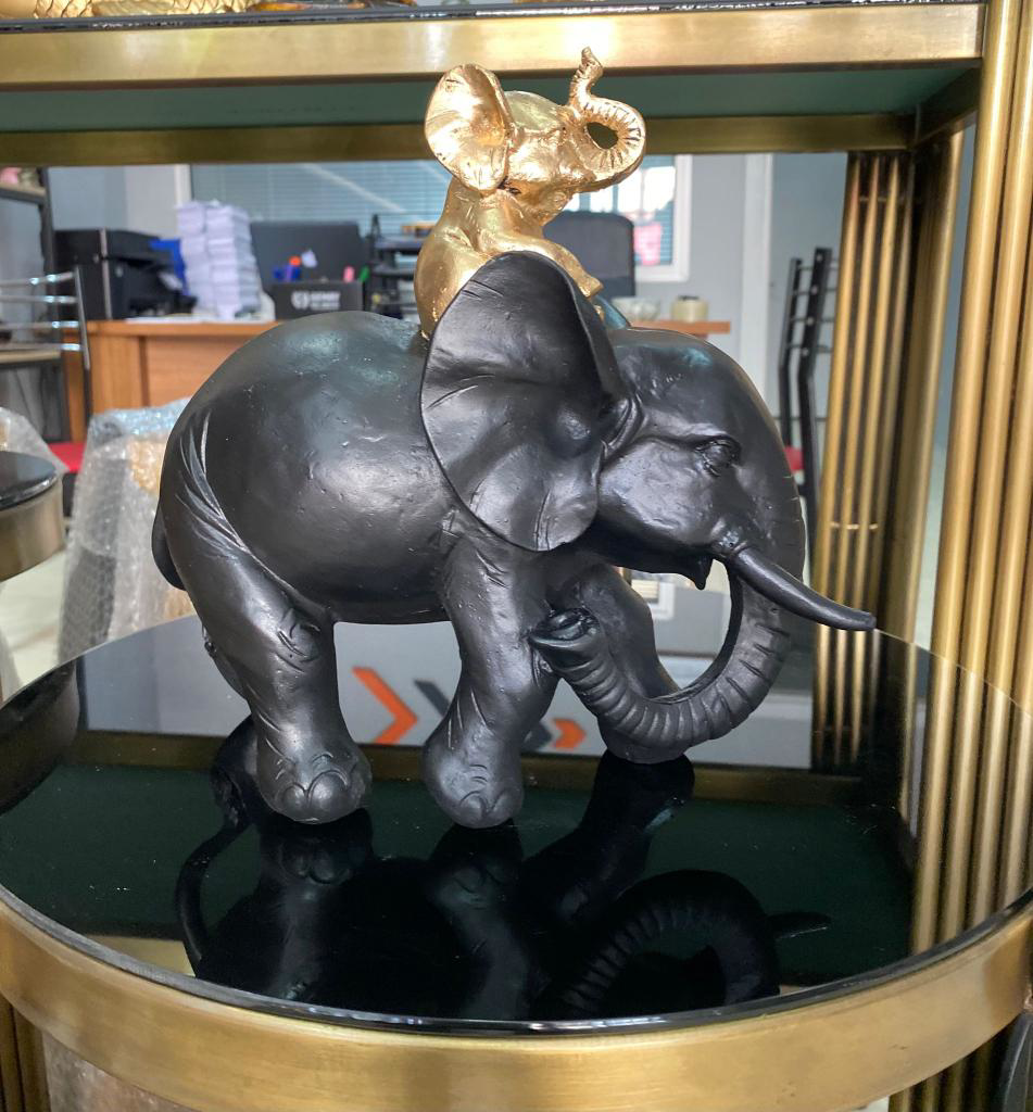 Dekoratif Yavrulu Fil Biblo Fil Heykeli