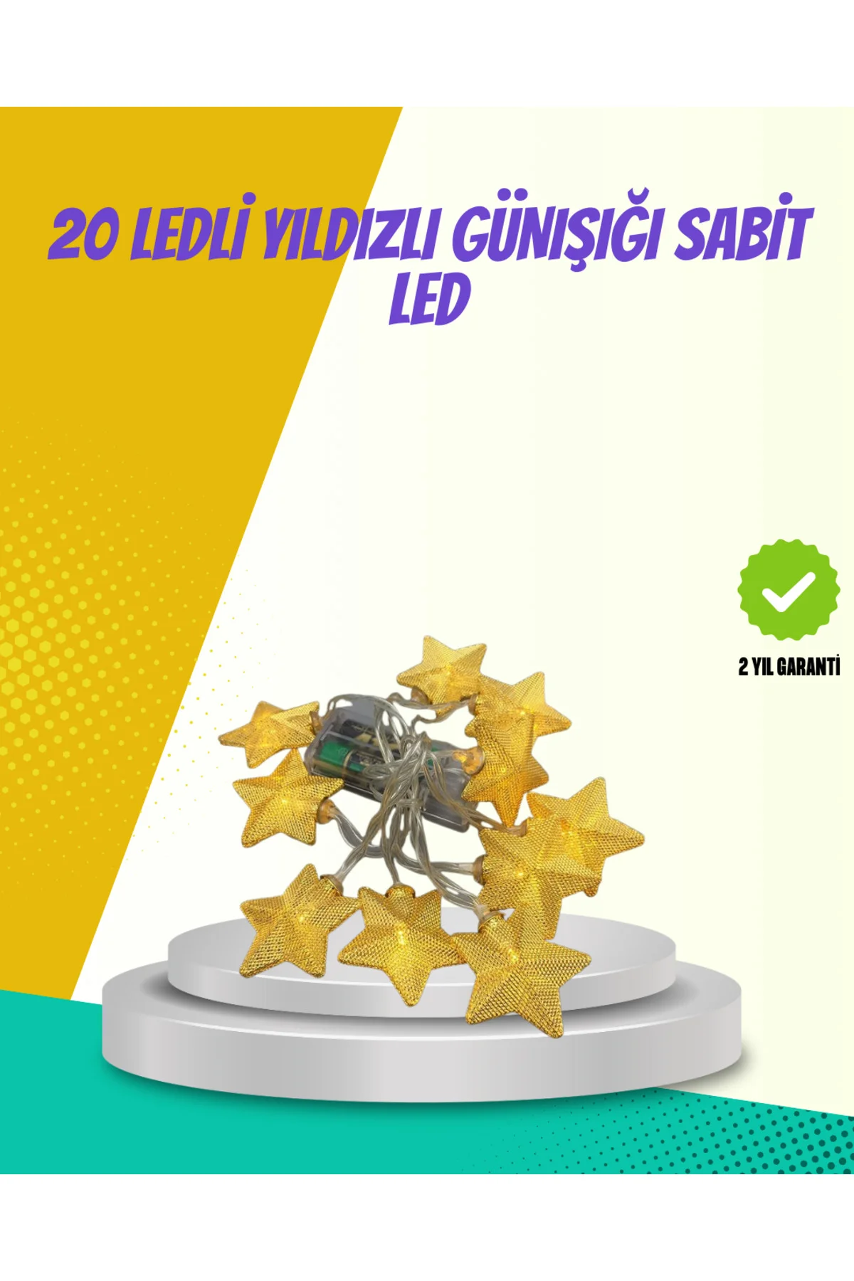 Dekoratif Yıldız Led Aydınlatma 20 Ledli 5 Metre Günışığı