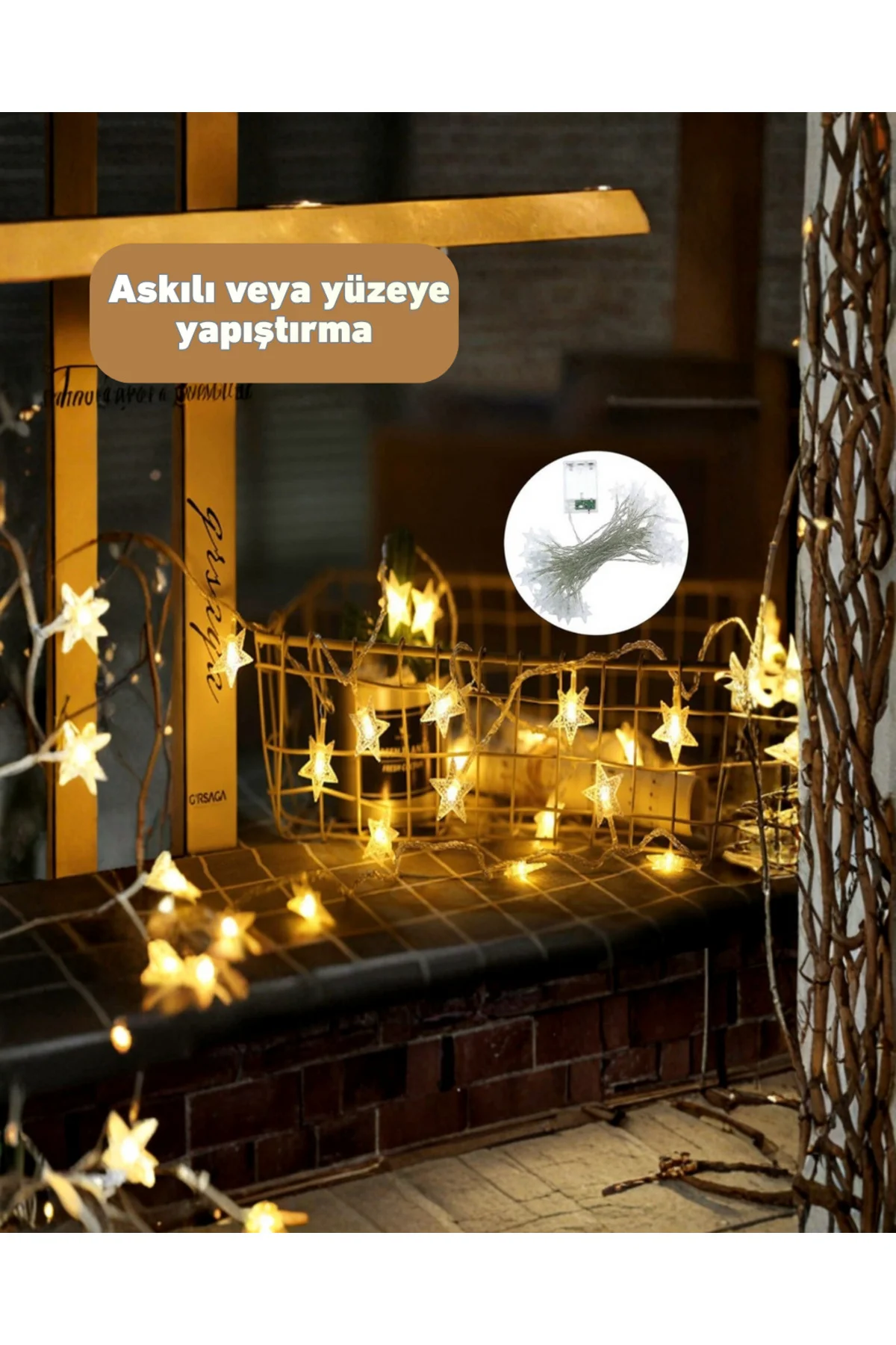 Dekoratif Yıldız Led Aydınlatma 20 Ledli 5 Metre Günışığı