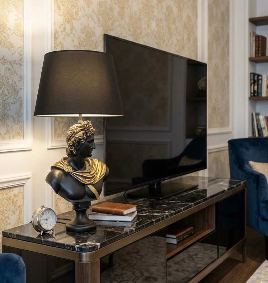 Dekoratif Yunan Tanrısı Apllo Model Abajur  Biblo