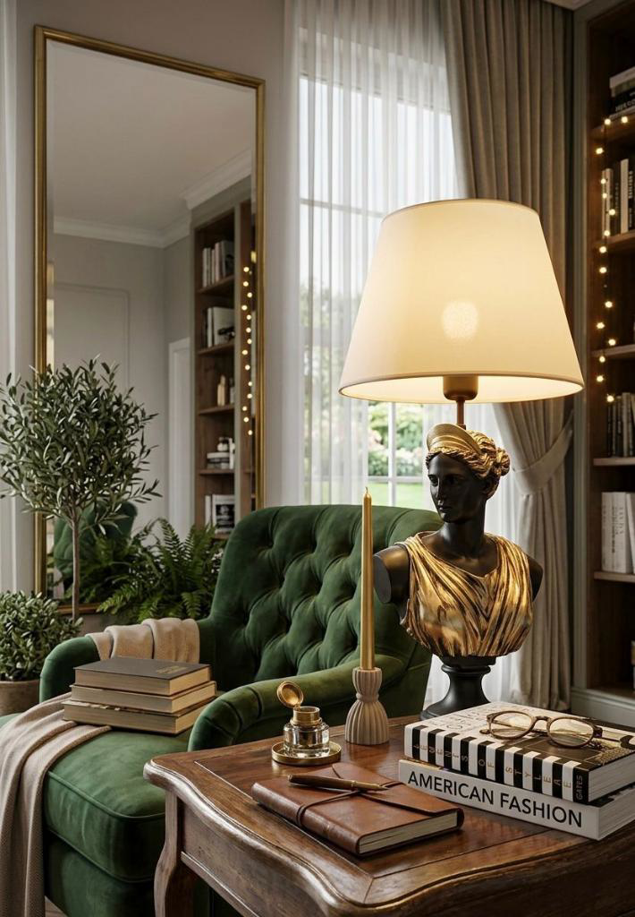 Dekoratif Yunan Tanrısı Diana Model Abajur  Biblo