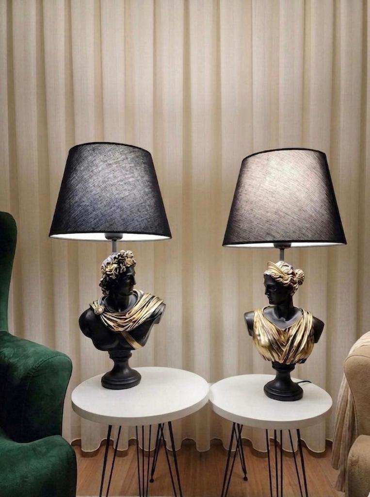 Dekoratif Yunan Tanrısı Diana Apollo 2 Li Model Abajur  Biblo