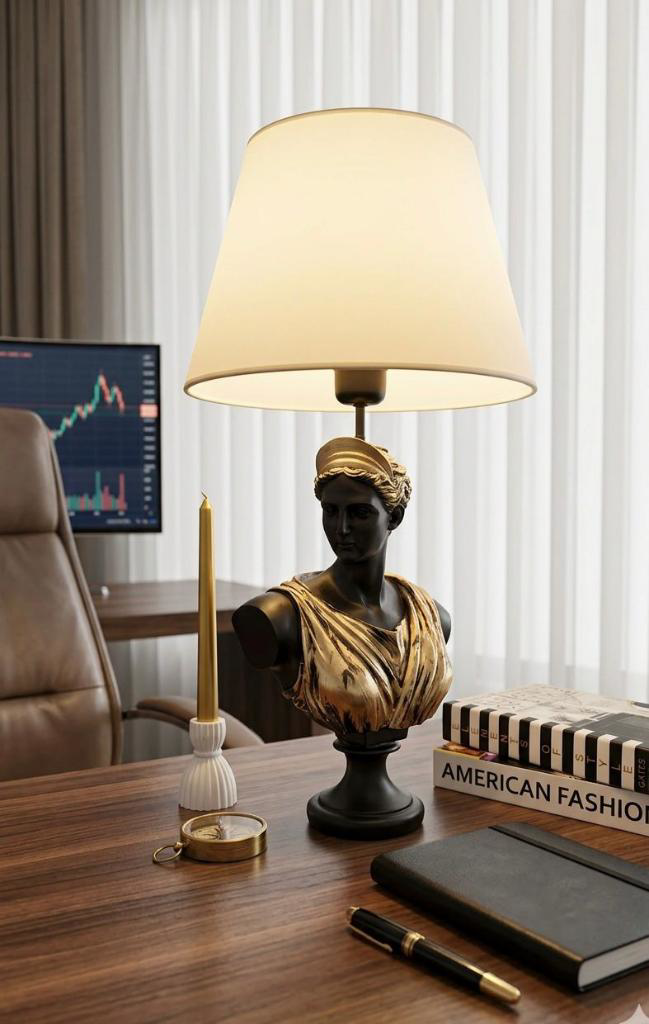 Dekoratif Yunan Tanrısı Diana Model Abajur  Biblo