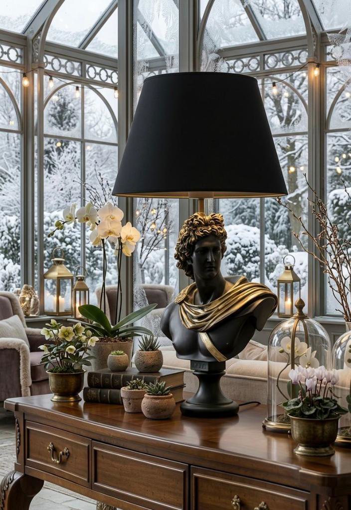 Dekoratif Yunan Tanrısı Apllo Model Abajur  Biblo