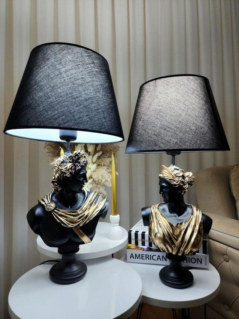 Dekoratif Yunan Tanrısı Diana Apollo 2 Li Model Abajur  Biblo