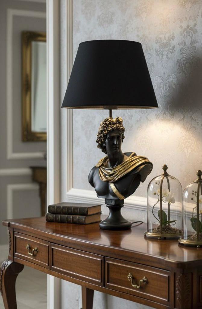 Dekoratif Yunan Tanrısı Apllo Model Abajur  Biblo