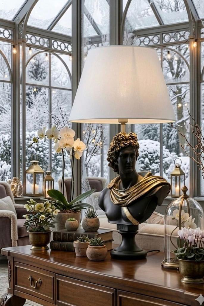 Dekoratif Yunan Tanrısı Apllo Model Abajur  Biblo