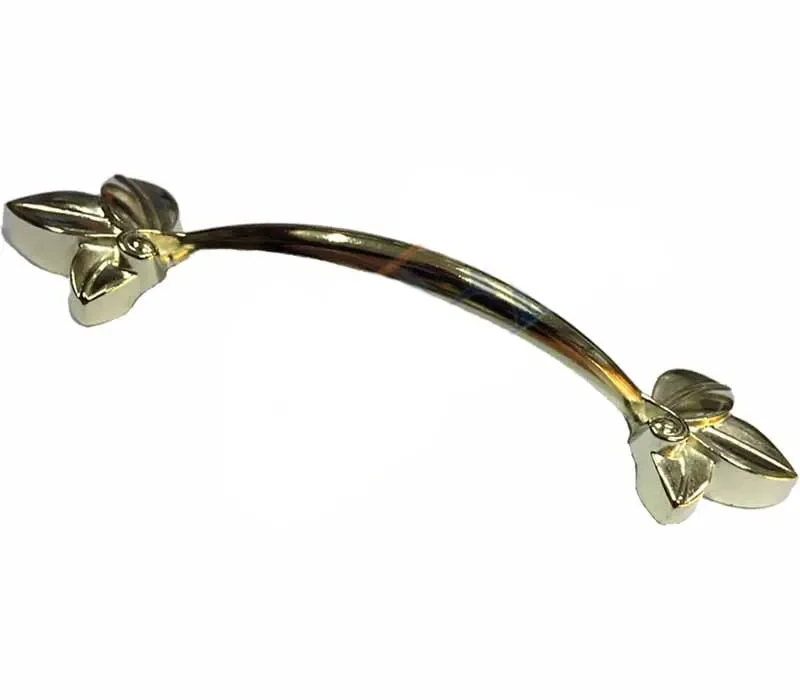 Dekoratif Zamak Yaprak Kulp - 96mm, Sarı, 100 Adet
