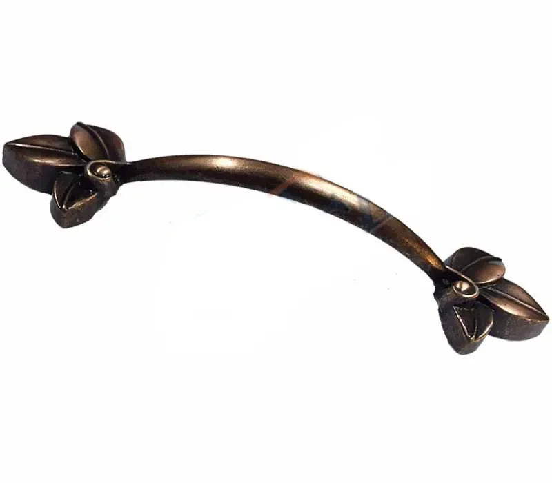Dekoratif Zamak Yaprak Kulp - 96mm, Eskitme, 100 Adet Dekoratif Zamak Yaprak Kulp - 96mm, Eskitme, 100 Adet