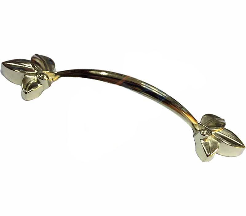 Dekoratif Zamak Yaprak Kulp - 96mm, Sarı, 100 Adet