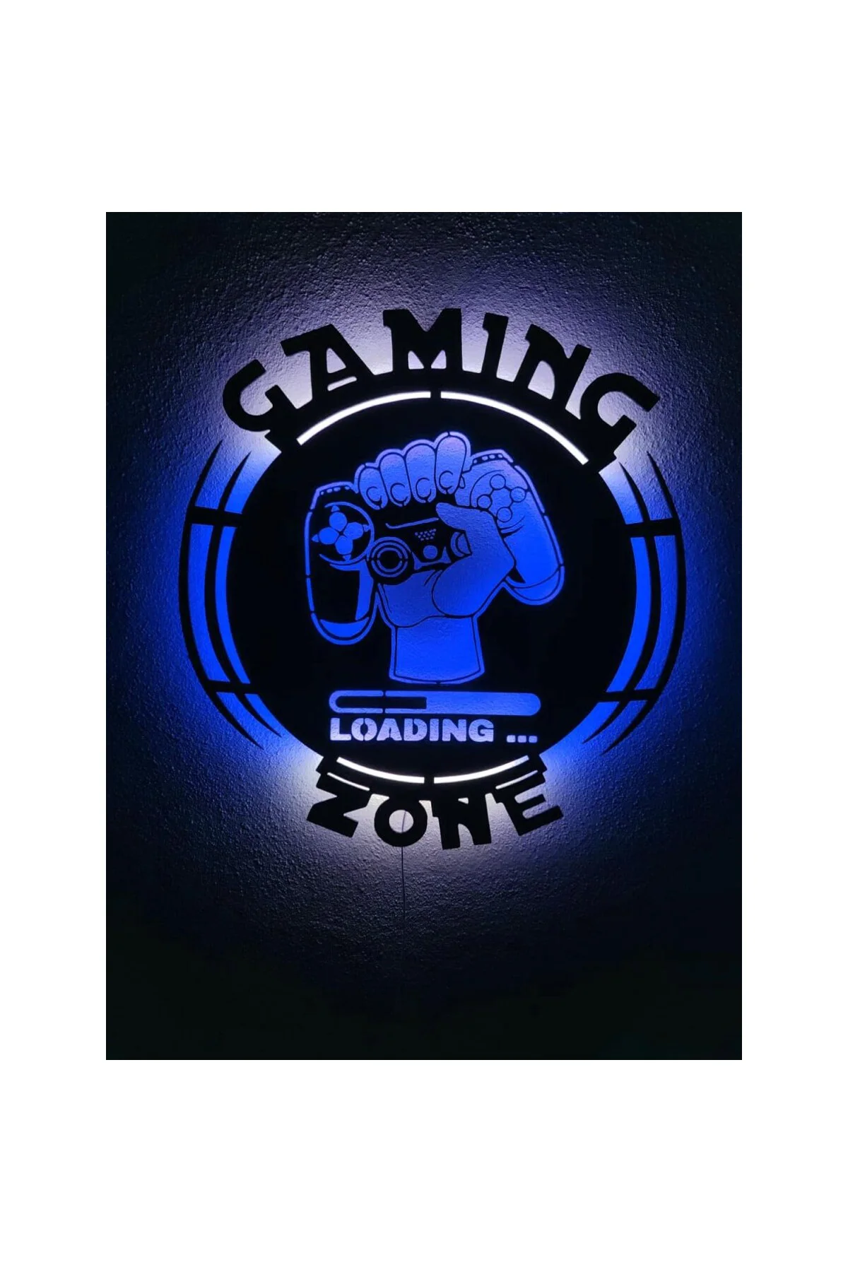dekoraven Gaming Zone Led Işıklı Tablo mavi-beyaz