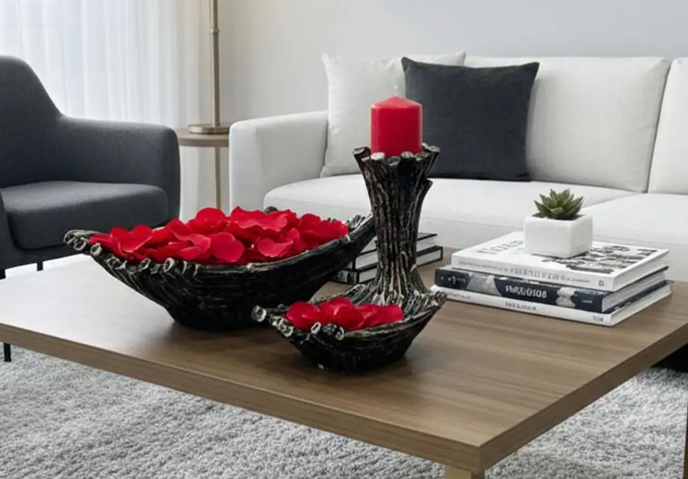 Dekratif Üçlü Slon Seti Biblo, 2 Adet Dekoratif Tabak Ve Mumluk