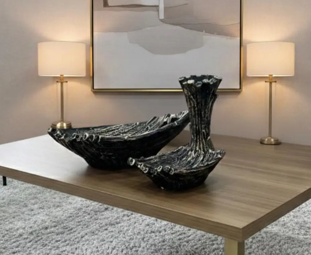 Dekratif Üçlü Slon Seti Biblo, 2 Adet Dekoratif Tabak Ve Mumluk