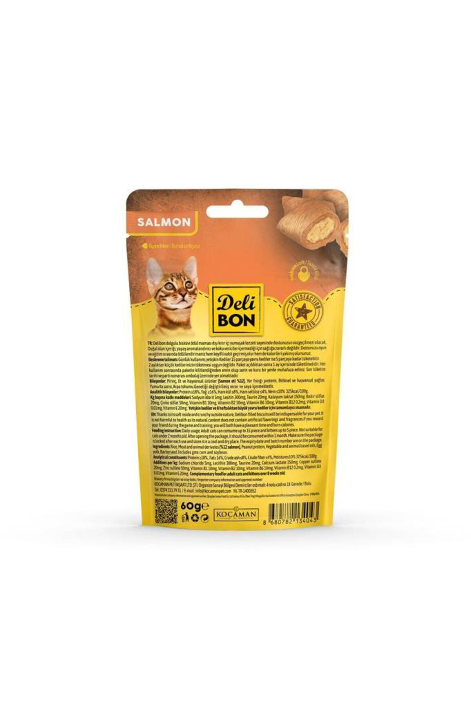 Delibon  Cruncy İçi Dolgulu Ödül Bisküvisi Somonlu 60Gr