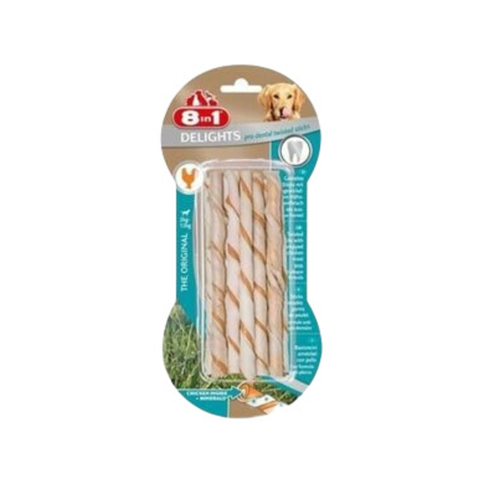 8İn1 Delights Pro Dental Twisted Sticks Tavuk Etli Köpek Kemiği 55 Gr
