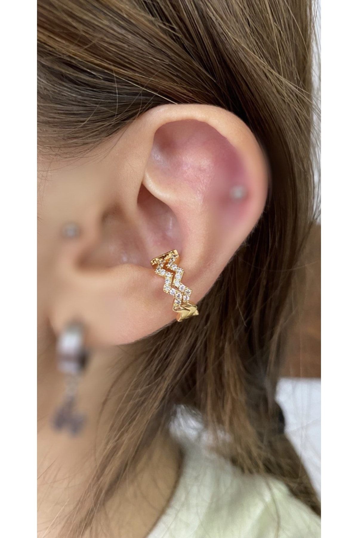 Delik Gerektirmeyen Kararmaz Sıkıştırma Earcuff Kıkırdak Conch Kü