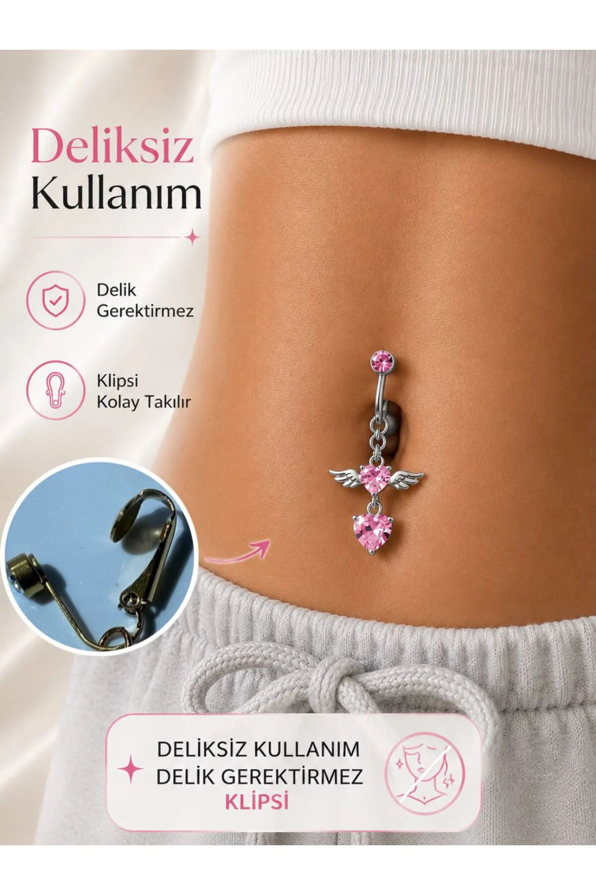 delik gerektirmeyen deliksiz klipsli göbek piercingi Fiyatı, Yorumları ve Özellikleri