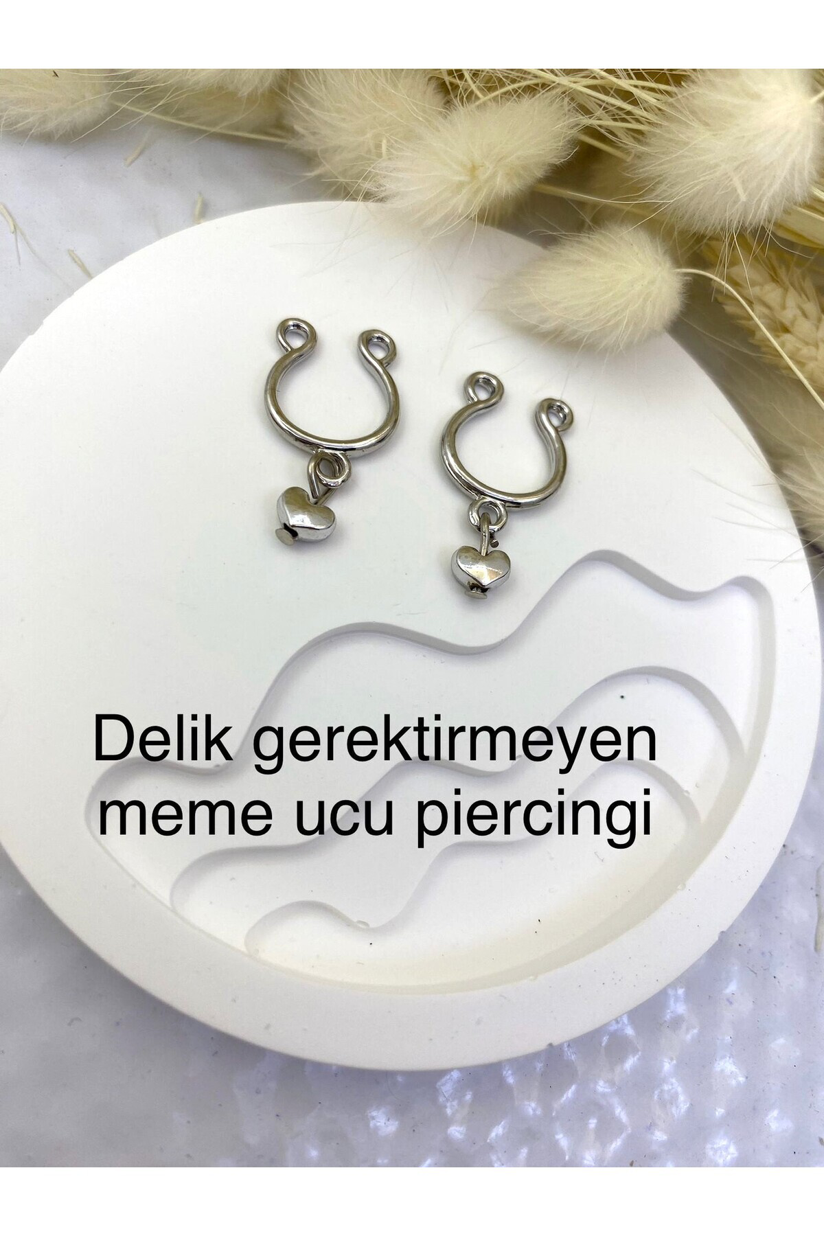 Delik gerektirmeyen sıkıştırma sahte fake meme ucu piercingi