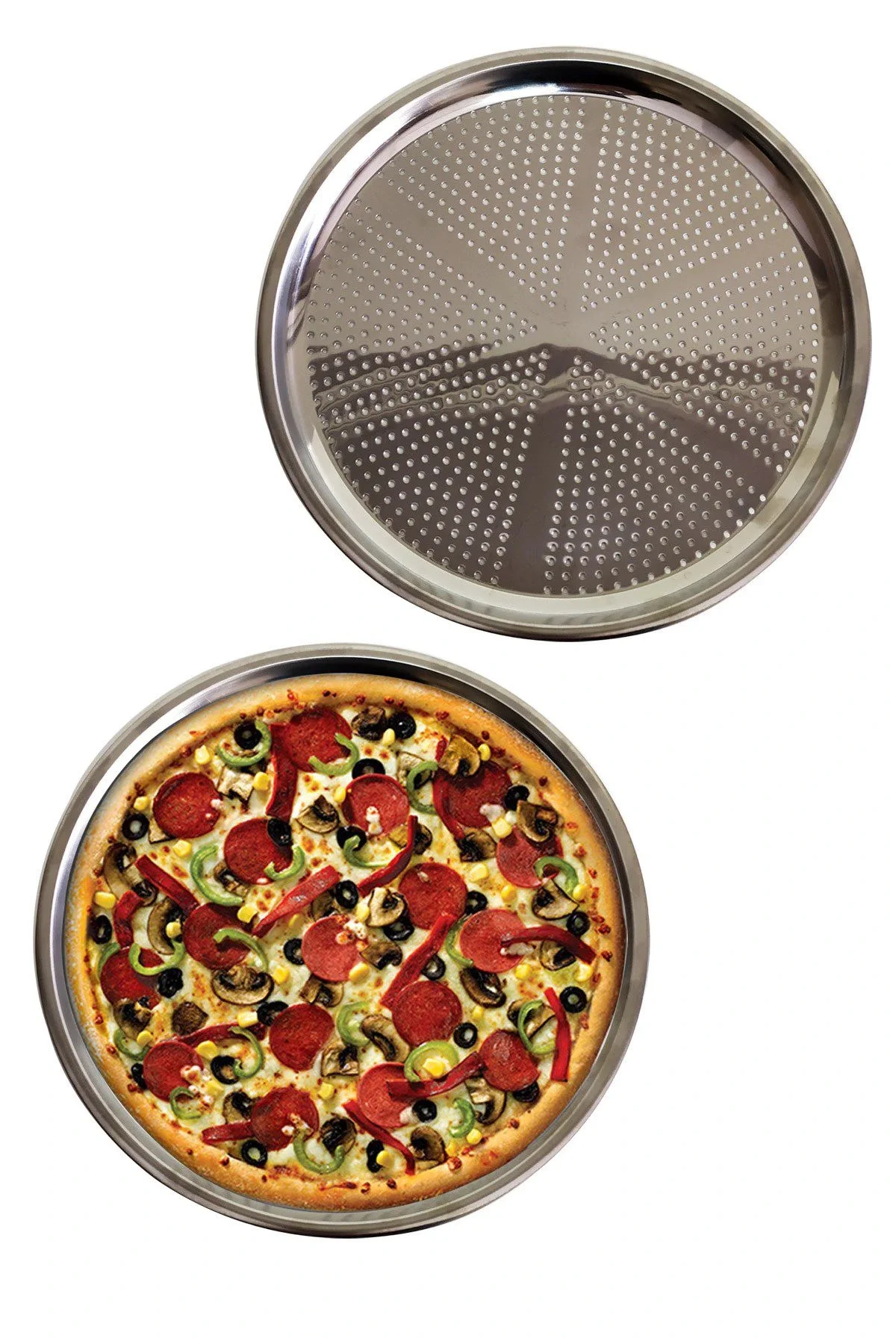 Delikli Çelik Pizza Ve Lahmacun Tepsisi Orta Boy -32 Cm Delikli Çelik Pizza Ve Lahmacun Tepsisi Orta Boy -32 Cm