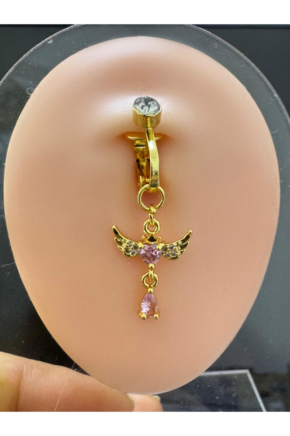 Arescollection Deliksiz ( Delik Gerektirmeyen) Klipsli Zirkon Taşli Göbek Pierci