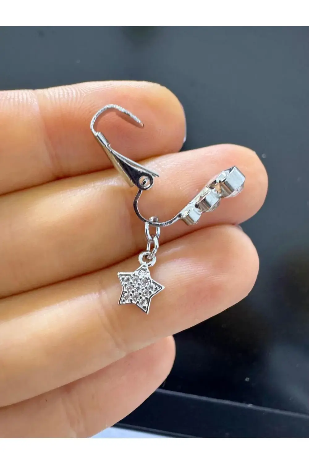 Arescollection Deliksiz ( Delik Gerektirmeyen ) Klipsli Sıkıştırmalı Zirkon Taşl