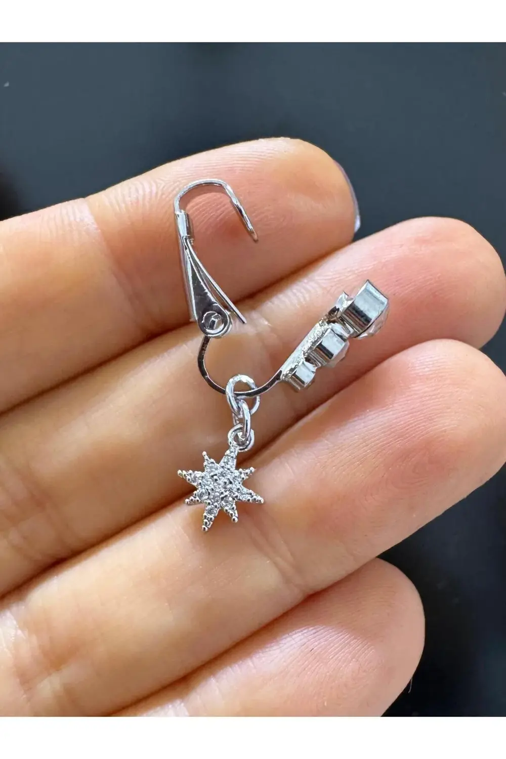 Arescollection Deliksiz ( Delik Gerektirmeyen ) Klipsli Sıkıştırmalı Zirkon Taşl