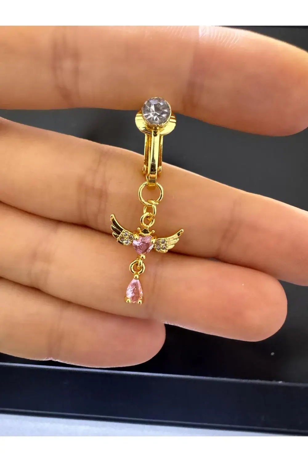 Arescollection Deliksiz ( Delik Gerektirmeyen) Klipsli Zirkon Taşli Göbek Pierci