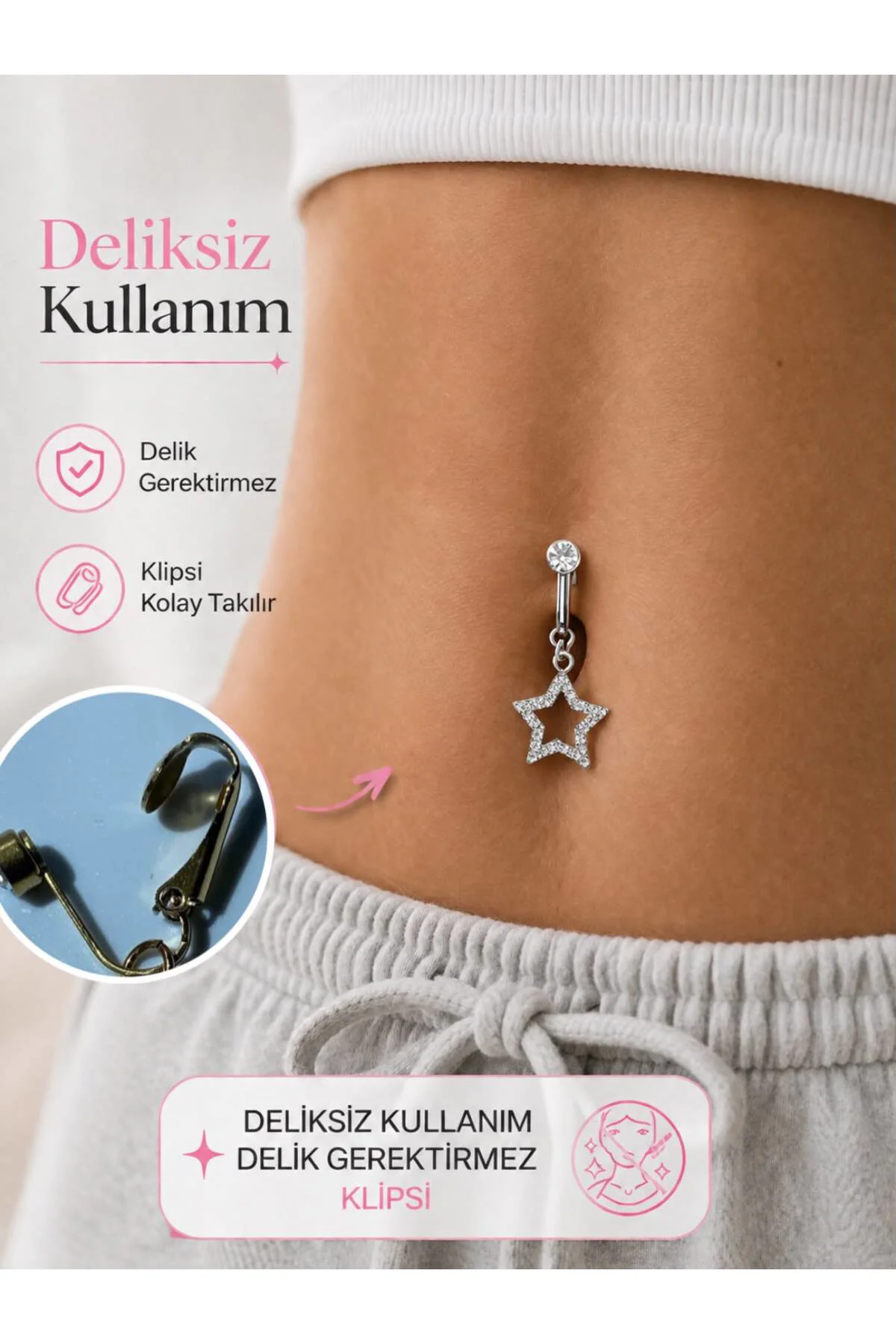 deliksiz klipsli delik gerektirmeyen göbek piercingi Fiyatı, Yorumları ve Özellikleri