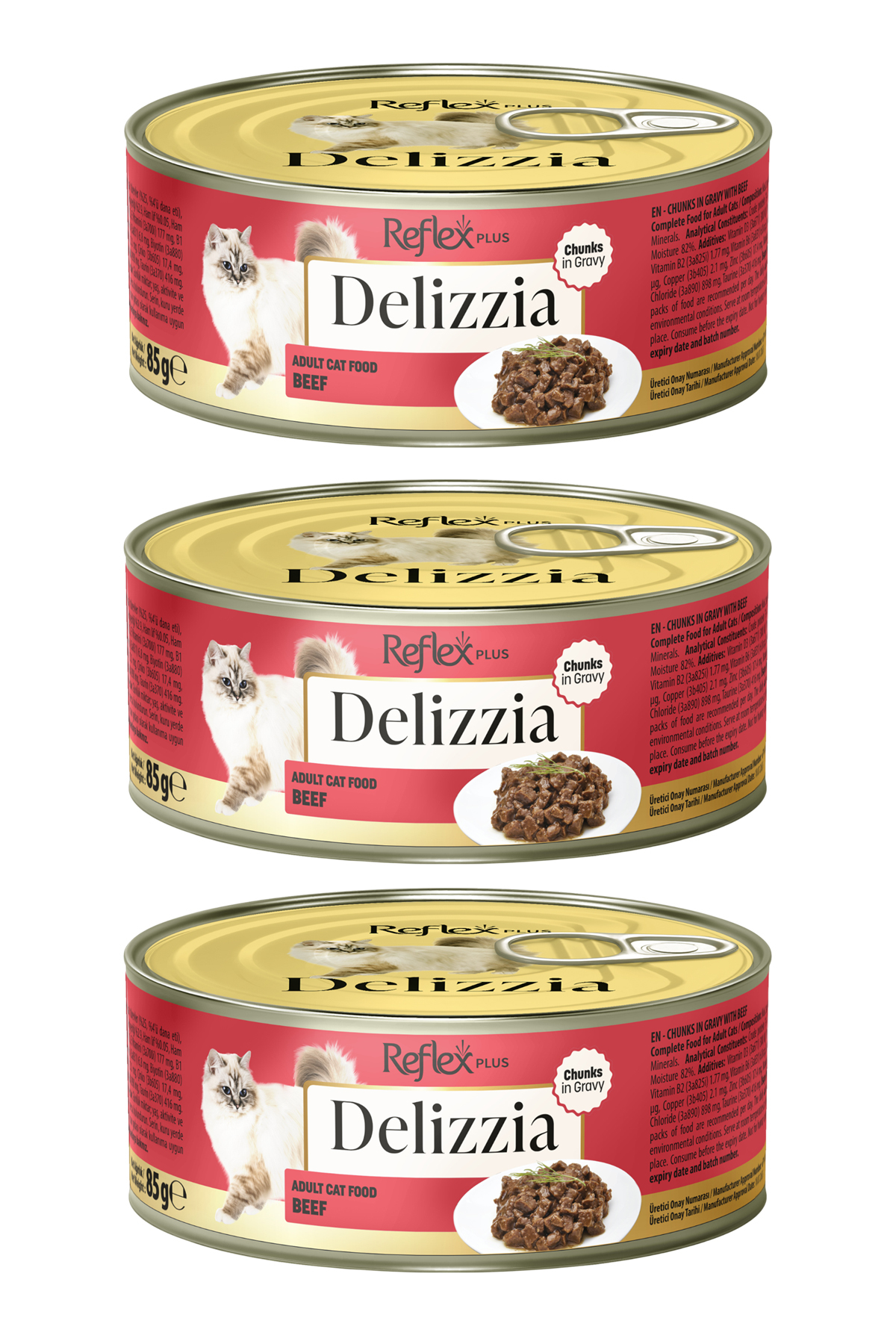 Delizzia Sos İçinde Parça Etli Dana Etli Yetişkin Kedi Maması 3 x Delizzia Sos İçinde Parça Etli Dana Etli Yetişkin Kedi Maması 3 x