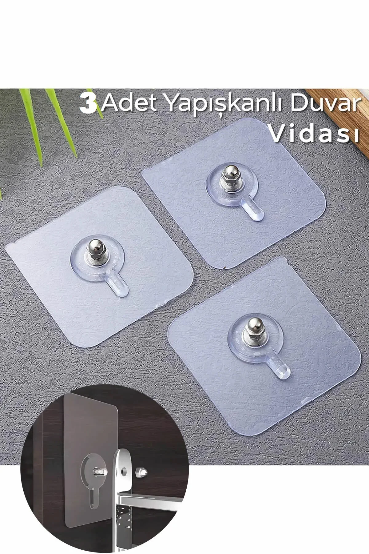 Delmeden Asılabilen Yapışkanlı Şeffaf Duvar Askısı – Elbise, Çerç