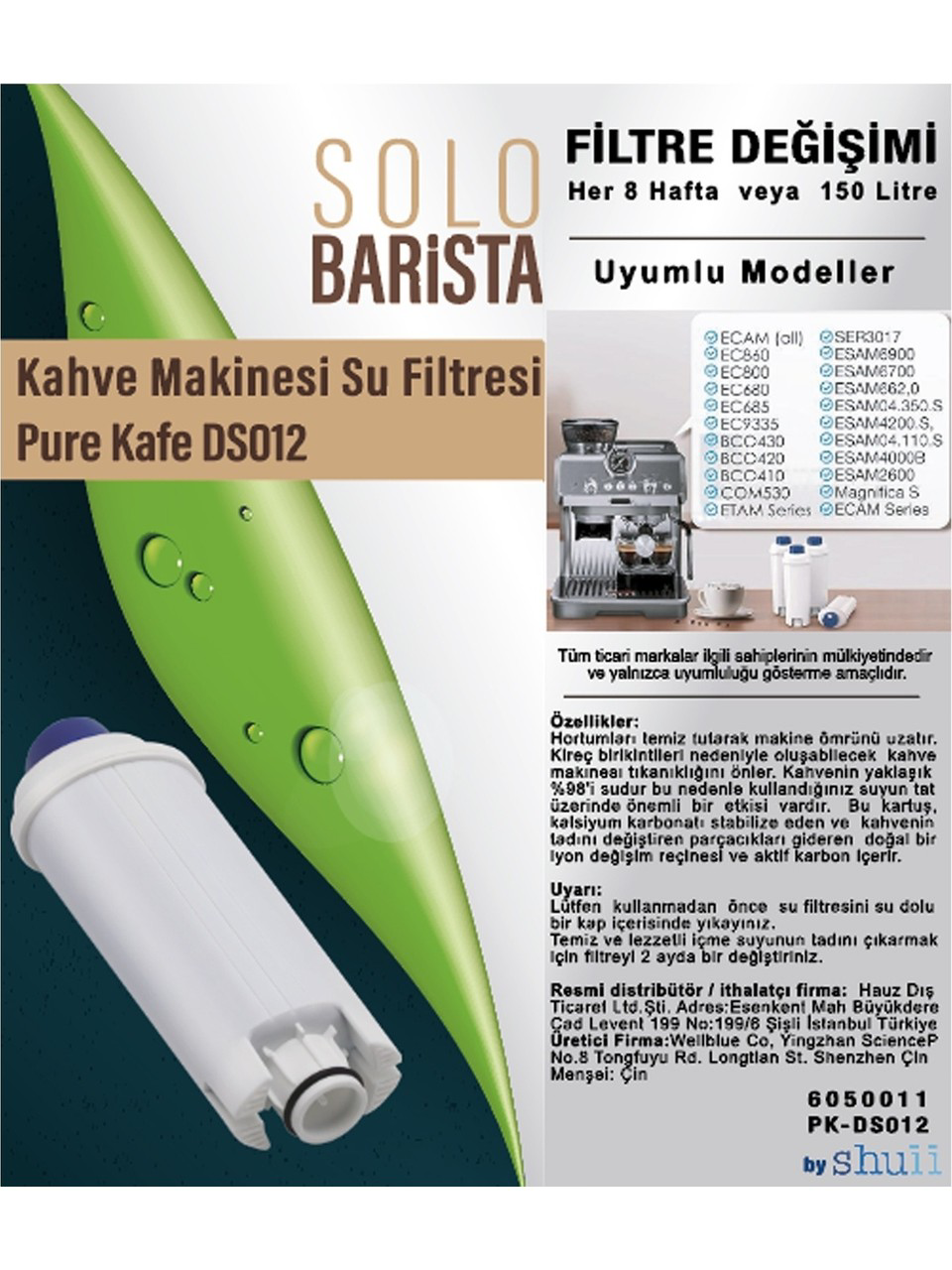 Delonghi Kahve Makinası Kireç Önleyici Su Arıtma Filtresi 8 Adet Delonghi Kahve Makinası Kireç Önleyici Su Arıtma Filtresi 8 Adet